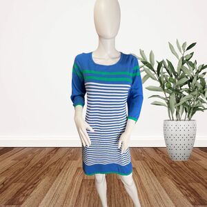 Design History Dress XL Colorblock Mod Style Nautical Striped Casual Knit Dress